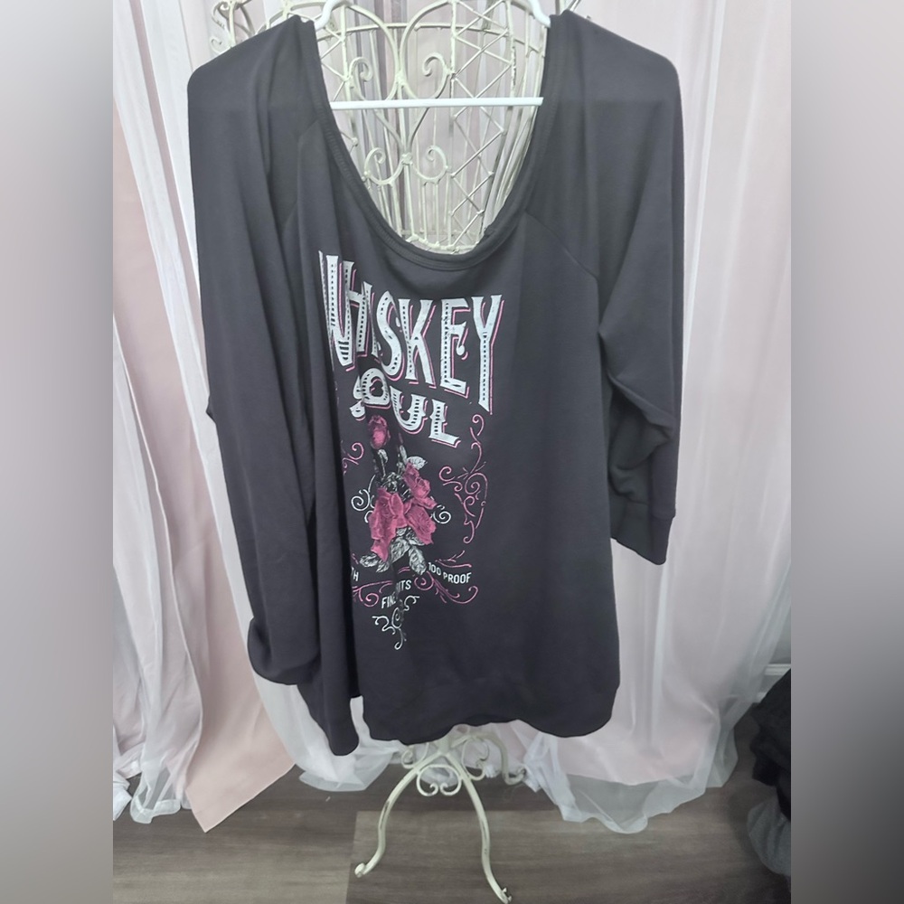 Torrid Black and Pink Graphic Oversized 3/4 Sleeve Tee